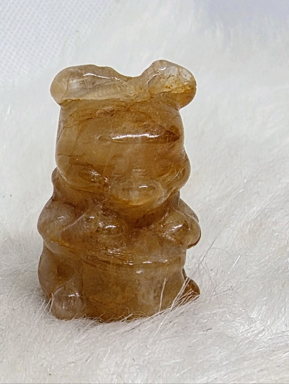 Golden Healer Winnie the Pooh Crystal Carving Mini Bear 1.38” Cute Collectible